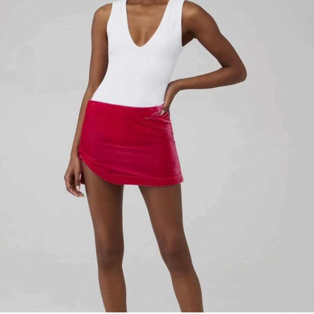 Free People Burgundy Velvet Mini holiday Skirt 🎄